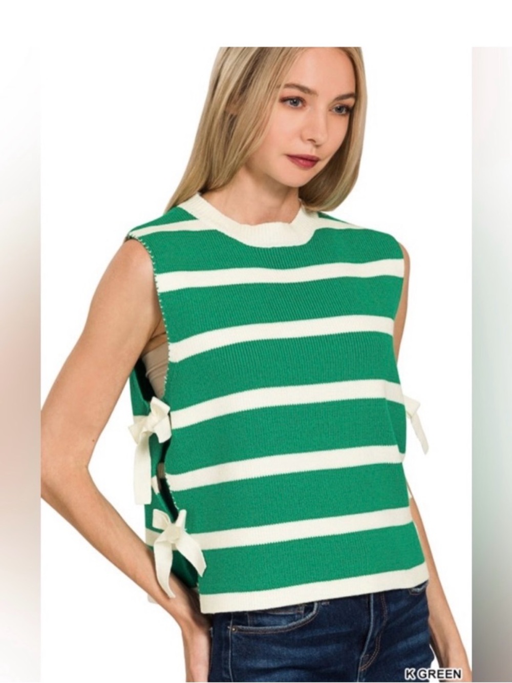 Zenana Kelly Green Side Tie Sweater